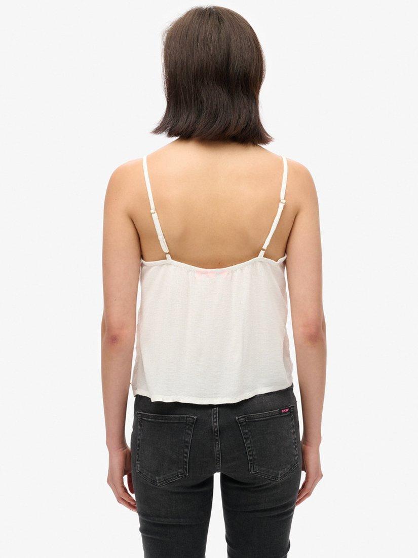 Product image 2 of 4, which shows Superdry Ibiza Sheer Lace Cami Top, Off White, 6