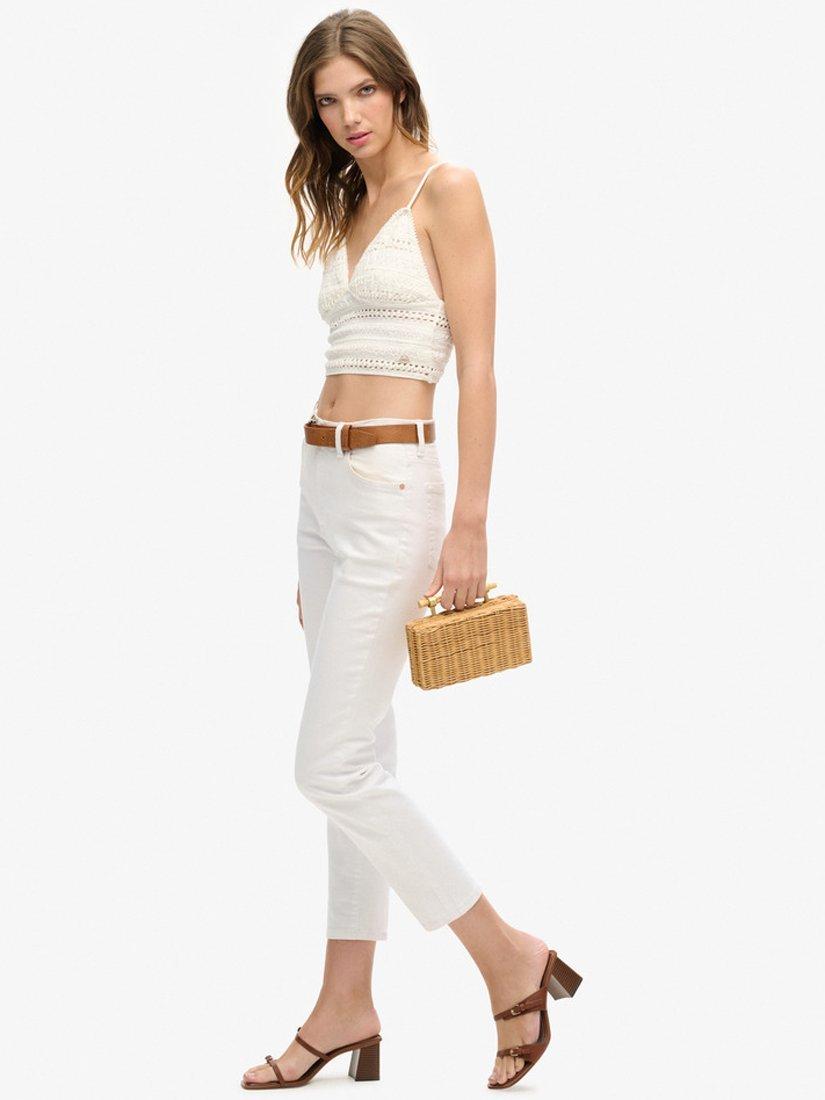 Product image 3 of 4, which shows Superdry Jersey Lace Cropped Cami Top, Off White, 8