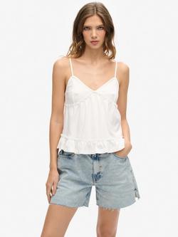 Superdry Tiered Jersey Cami Top, Off White