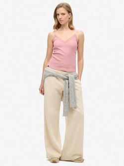 Superdry Athletic Essential Lace Trim Camisole Top, Soft Pink - view 2, Soft Pink