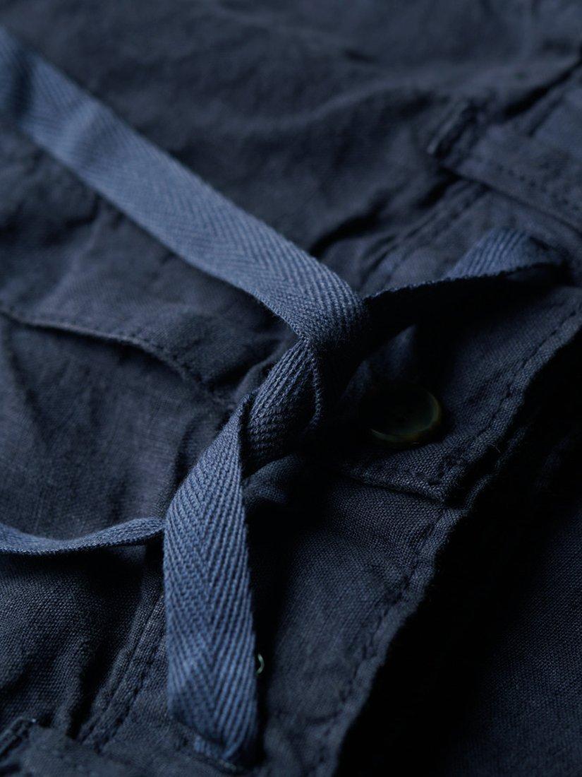 Product image 5 of 5, which shows Superdry Low Rise Wide Leg Linen Trousers, Navy, 6