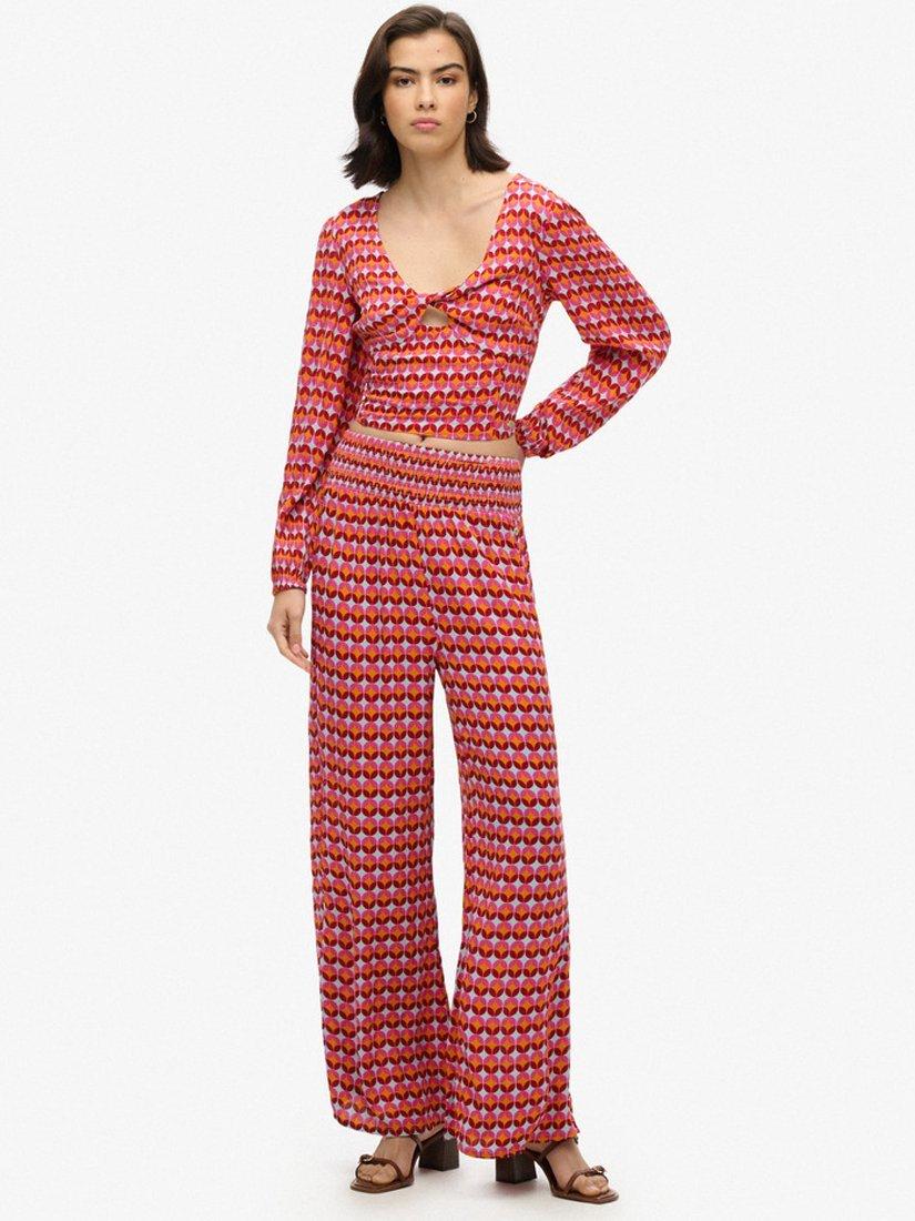 Superdry Geometric Print Wide Leg Trousers, Multi
