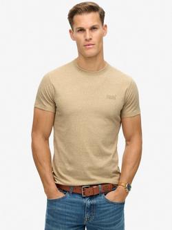 Superdry Organic Cotton Essential Logo T-Shirt, Tan Brown Fleck Marl