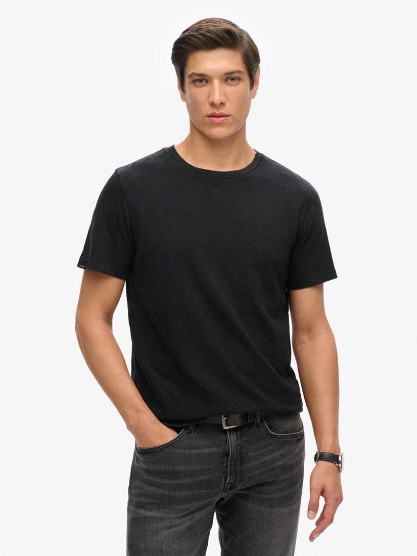 Product image 1 of 5, which shows Superdry Crew Neck Slub Short Sleeved T-Shirt, Black, XXXL