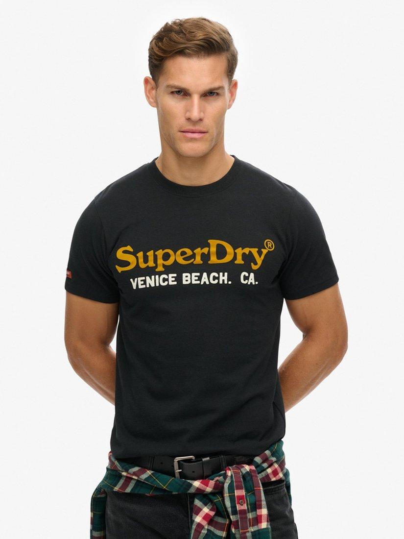 Product image 1 of 6, which shows Superdry Venue Duo Logo T-Shirt, Nero Black Marl, M