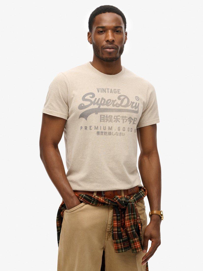 Superdry Classic Heritage T-Shirt, Lavin Beige Marl