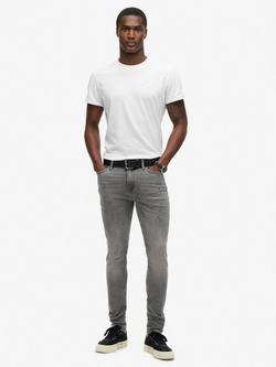Superdry Cotton Blend Skinny Jeans, Mid Grey, Mid Grey
