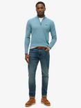 Superdry Henley Cotton Cashmere Knitted Jumper, Shell Blue Marl