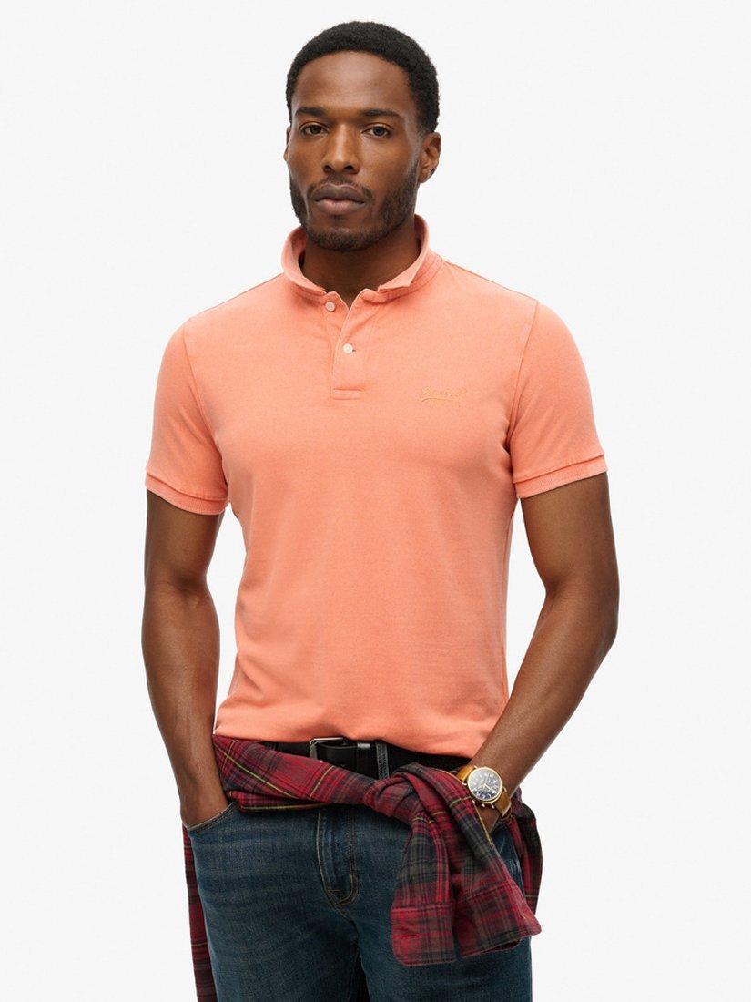 Product image 1 of 6, which shows Superdry Destroyed Polo Shirt, Sunburst Coral, XXL