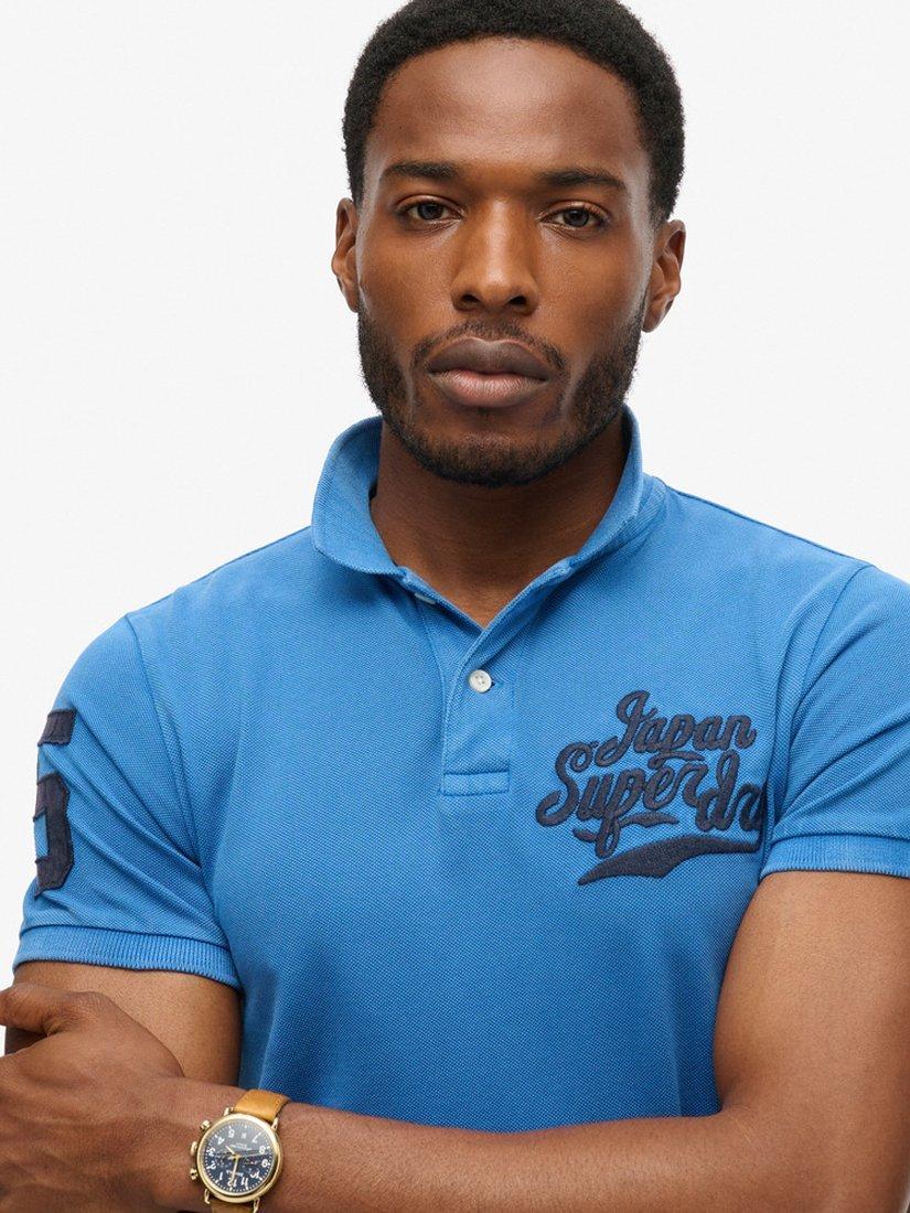 Superdry Superstate Polo Shirt, Monaco Blue, S