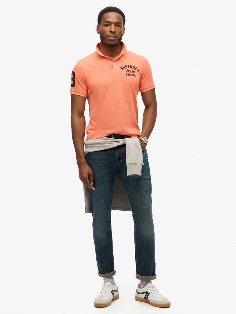 Product image 2 of 6, which shows Superdry Superstate Polo Shirt, Sunburst Coral, S