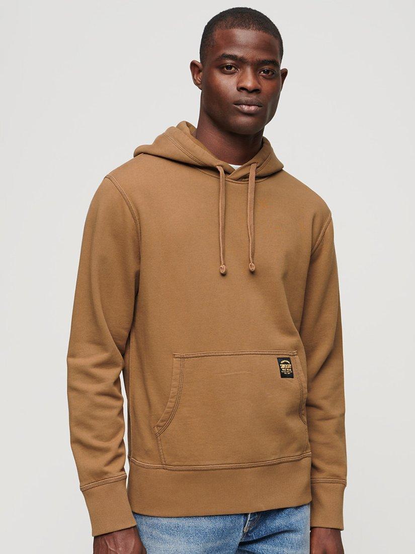 Superdry Contrast Stitch Relaxed Hoodie, Washed Brown Camel, XXXL