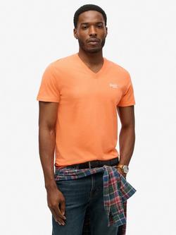 Superdry Essential Organic Cotton V-Neck T-Shirt, Sunburst Coral