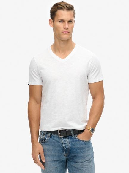 Superdry V-Neck Slub Short Sleeve T-Shirt, Optic