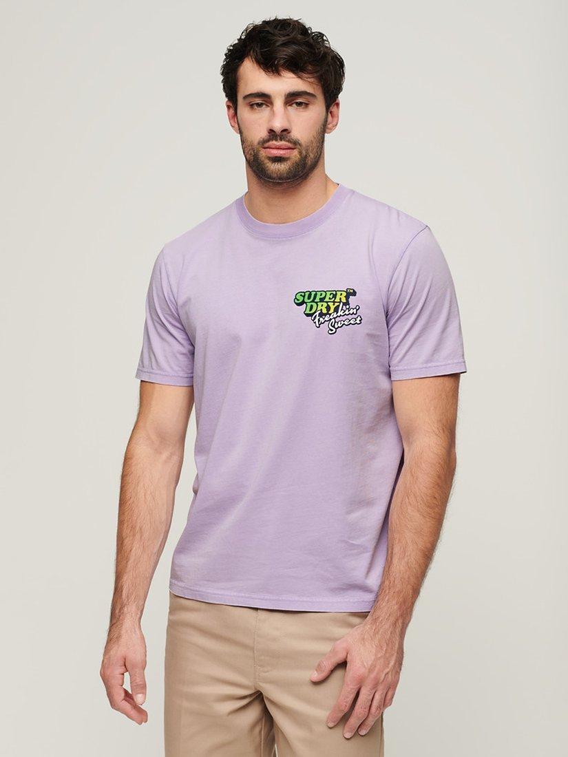 Superdry Neon Travel Chest Loose T-Shirt, Lavender Purple, M