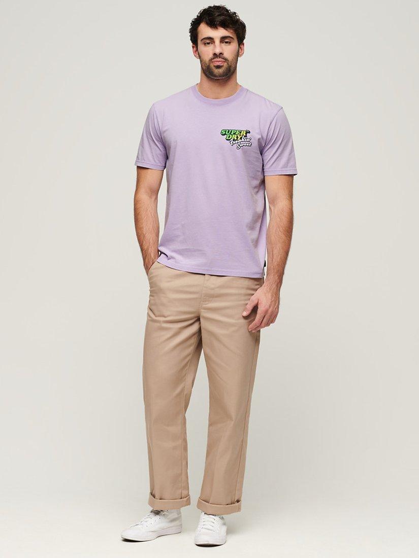 Superdry Neon Travel Chest Loose T-Shirt, Lavender Purple, M