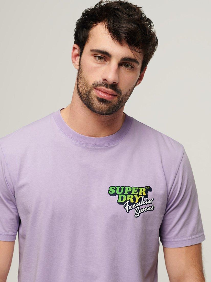 Superdry Neon Travel Chest Loose T-Shirt, Lavender Purple, M