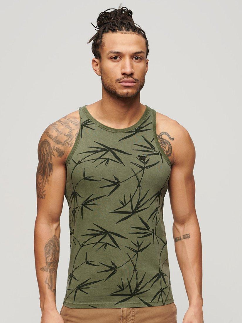 Product image 1 of 4, which shows Superdry Vintage Overdyed Printed Vest, Green, S