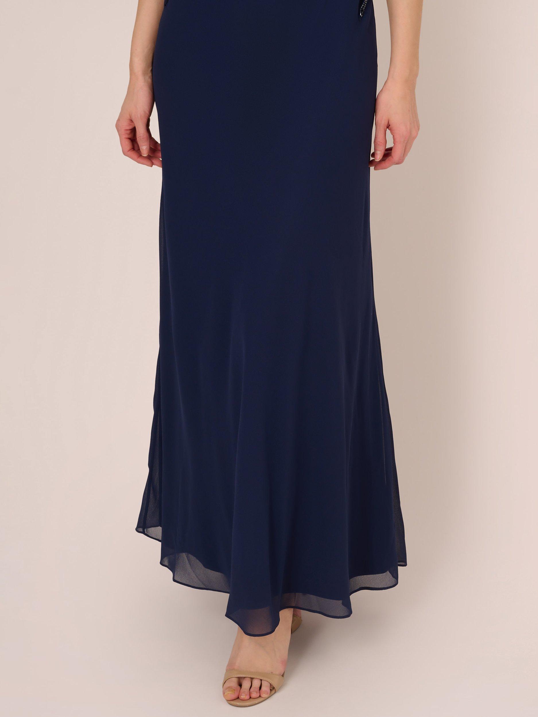 Product image 5 of 7, which shows Adrianna Papell Studio Beaded Chiffon Maxi Dress, Light Navy/Gunmetal, 8