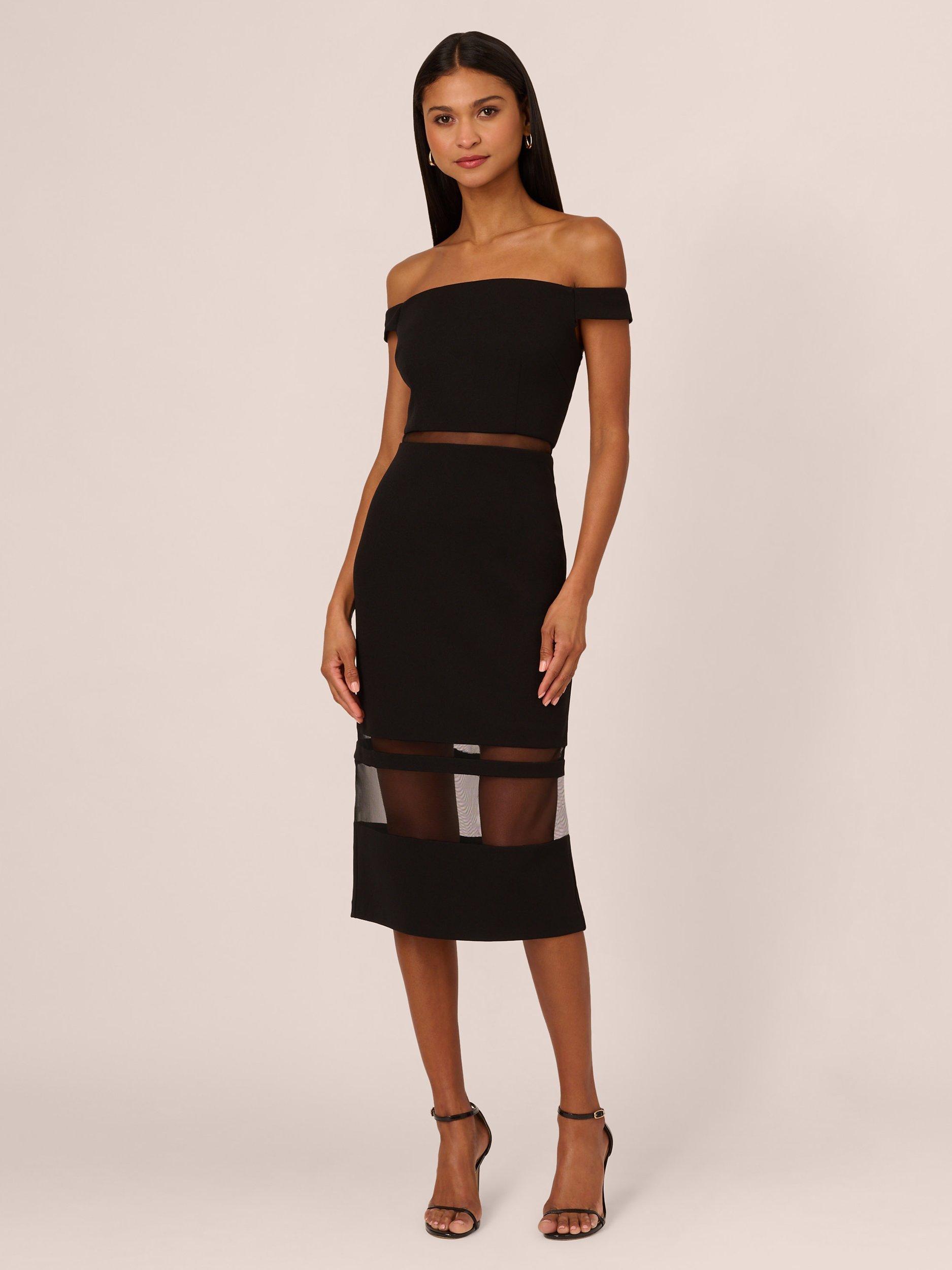 Adrianna by Adrianna Papell Knit Crepe Midi Dress Black