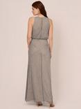 Adrianna Papell Bead Halter Blouson Dress, Pewter/Silver