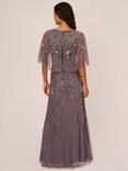 Adrianna Papell Beaded Cape Sleeve Maxi Dress, Moonscape