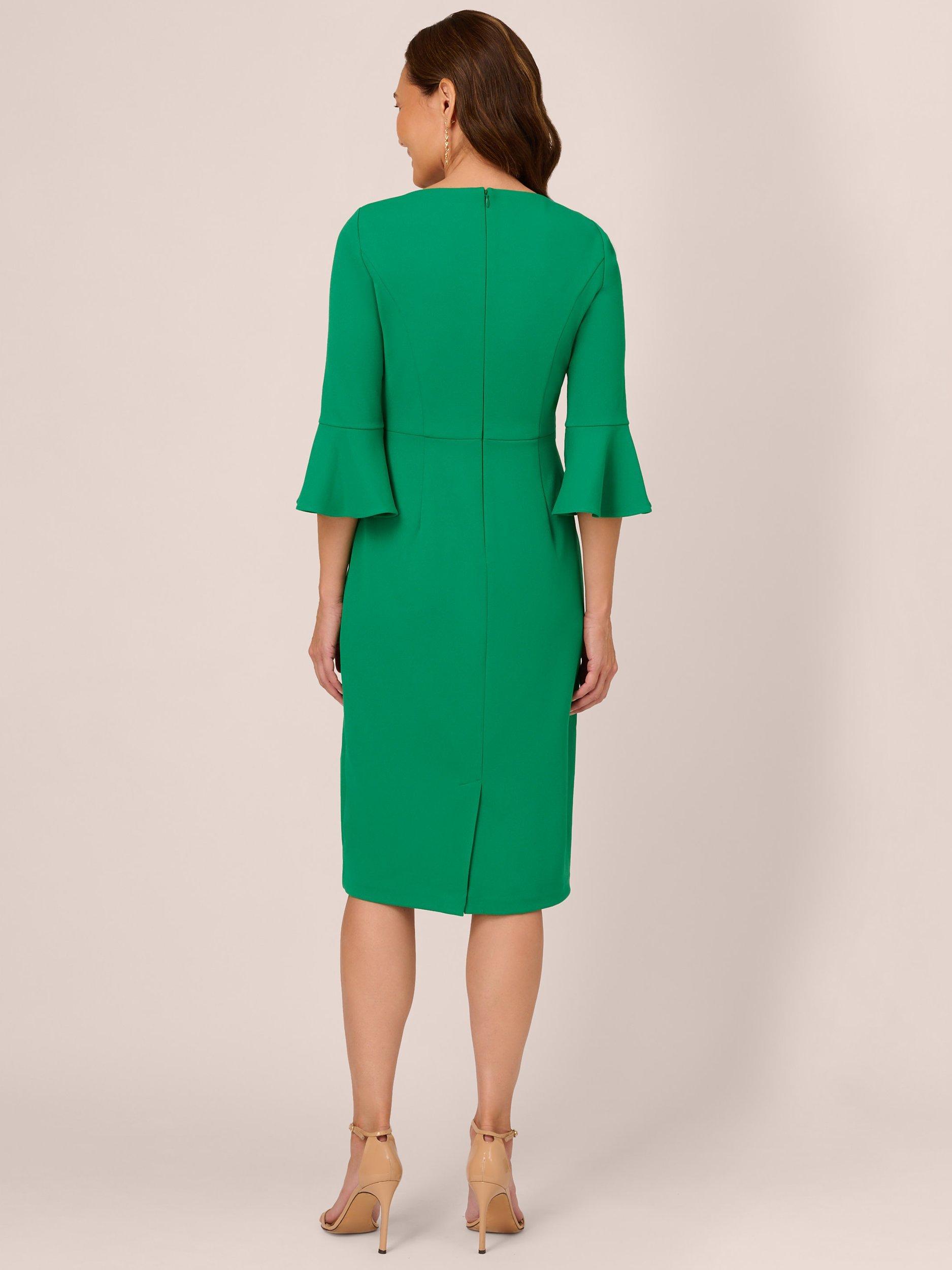 Product image 3 of 6, which shows Adrianna Papell Bell Sleeve Tie Front Midi Dress, Vivid Green, 6