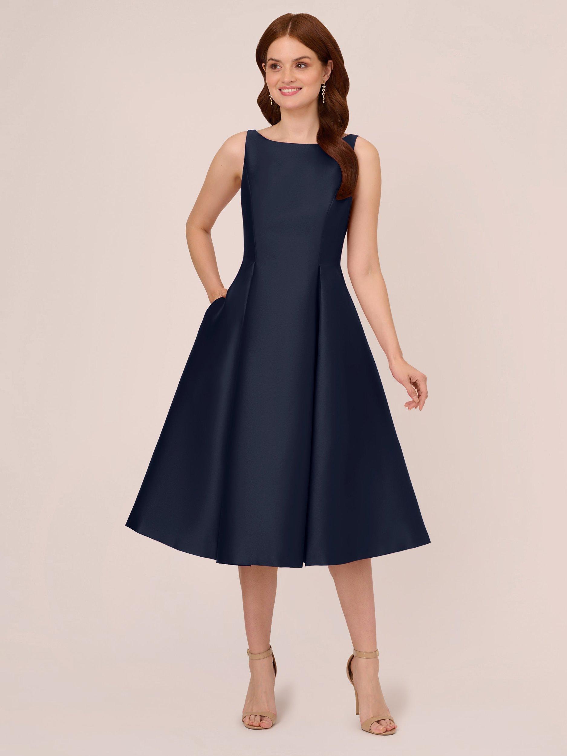 Adrianna Papell Mikado Flared Dress Midnight