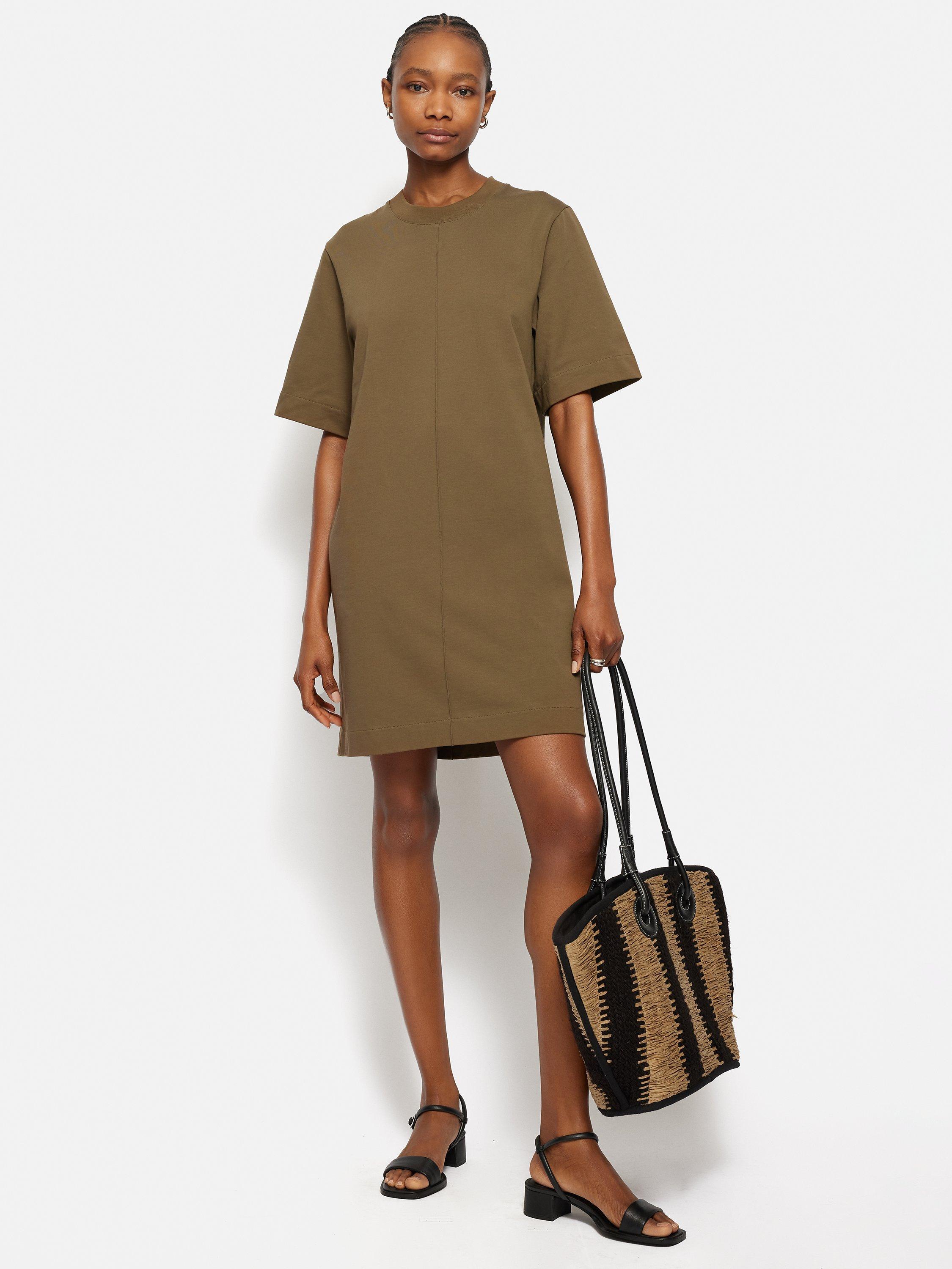 Jigsaw Riley Cotton T Shirt Dress Khaki