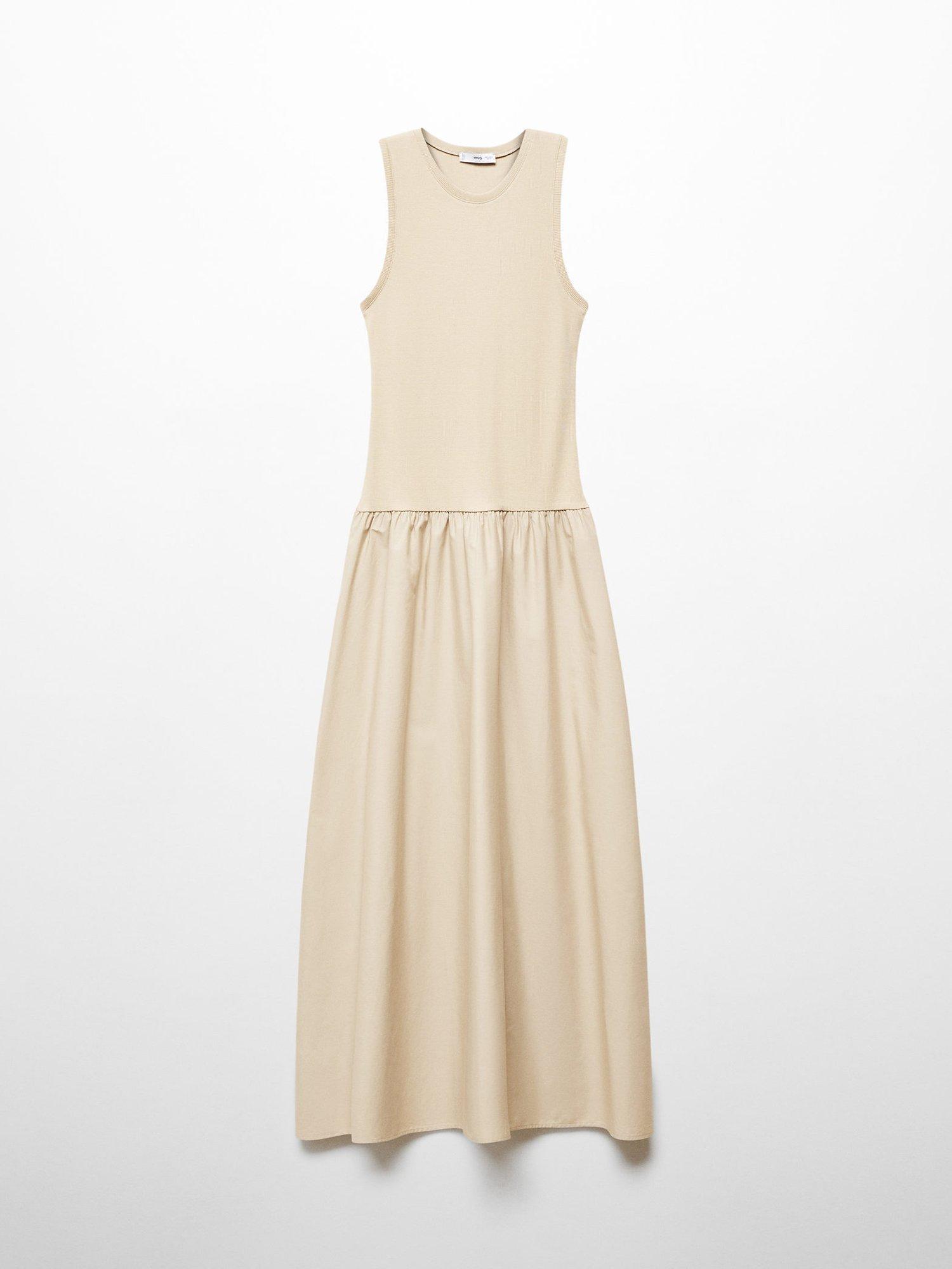 Product image 3 of 7, which shows Mango Valvi Ribbed Top Maxi Dress, Pastel Brown, 4
