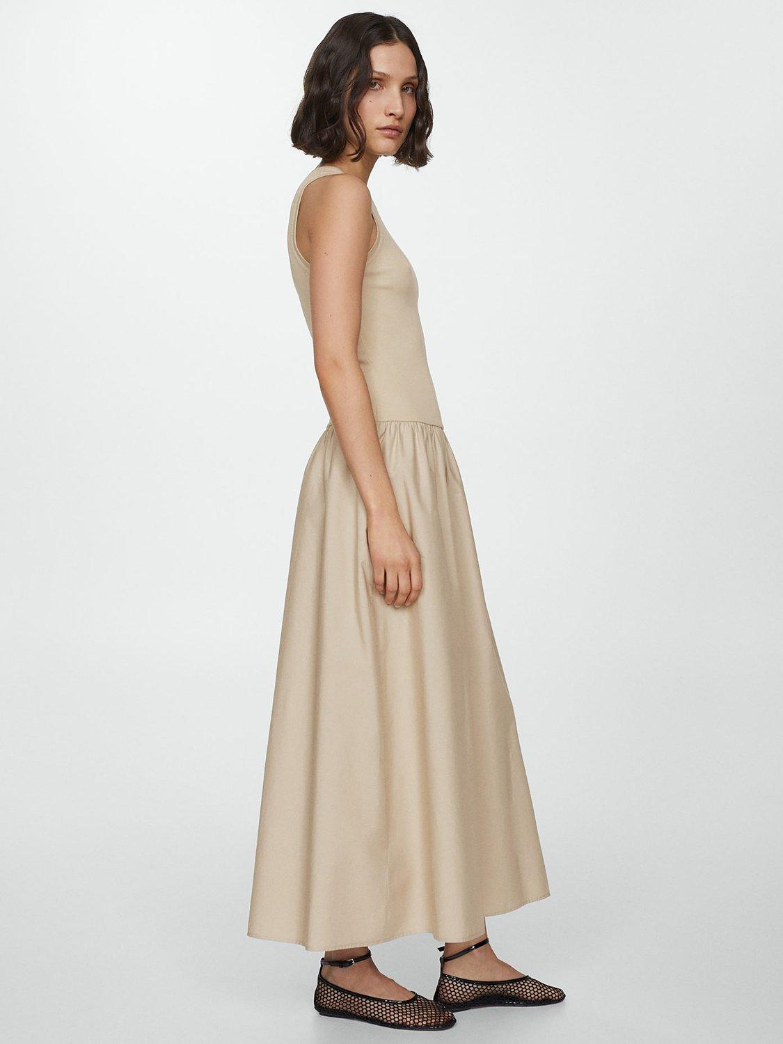 Product image 6 of 7, which shows Mango Valvi Ribbed Top Maxi Dress, Pastel Brown, 4