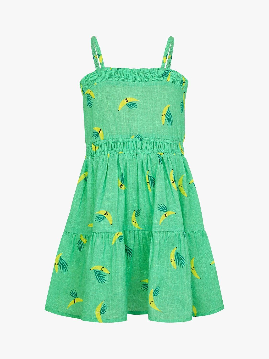 Angels by Accessorize Kids' Banana Print Tiered Dress, Green