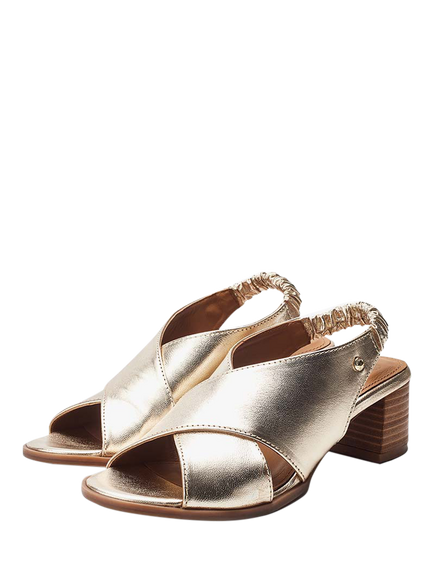 Moda in Pelle Prinia Leather Cross Over Slingback Sandals, Champagne - view 2, Champagne
