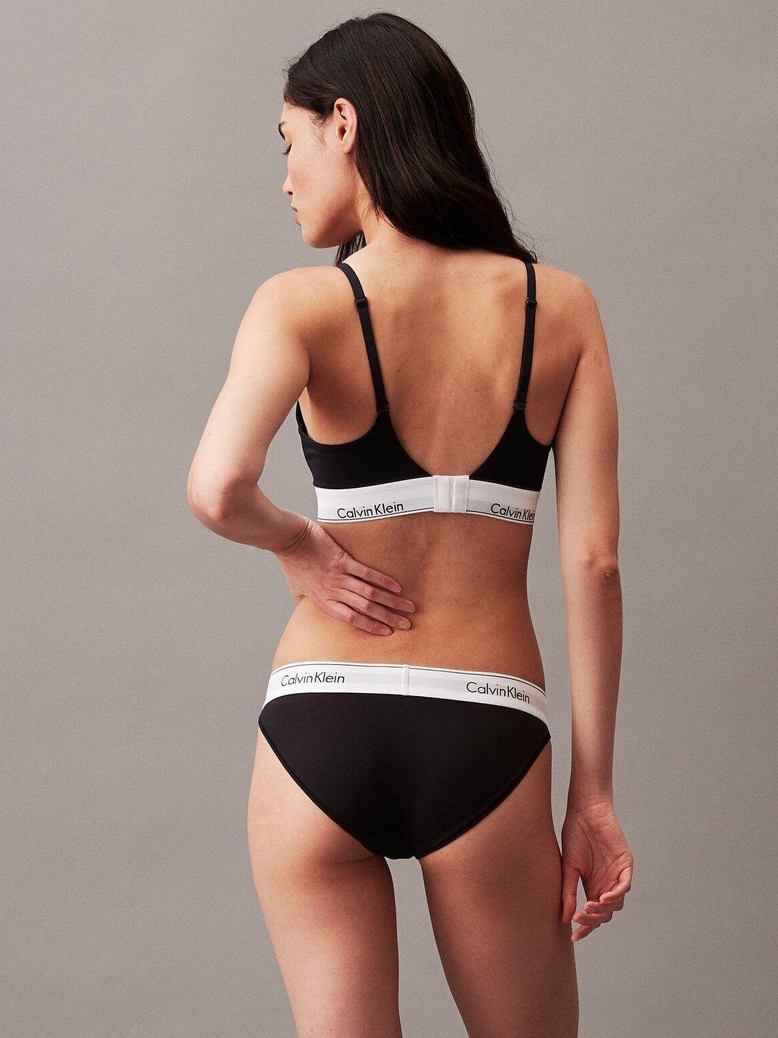 Product image 2 of 6, which shows Calvin Klein Modern Cotton Wired Plunge Push Up Bra, Black, 30B