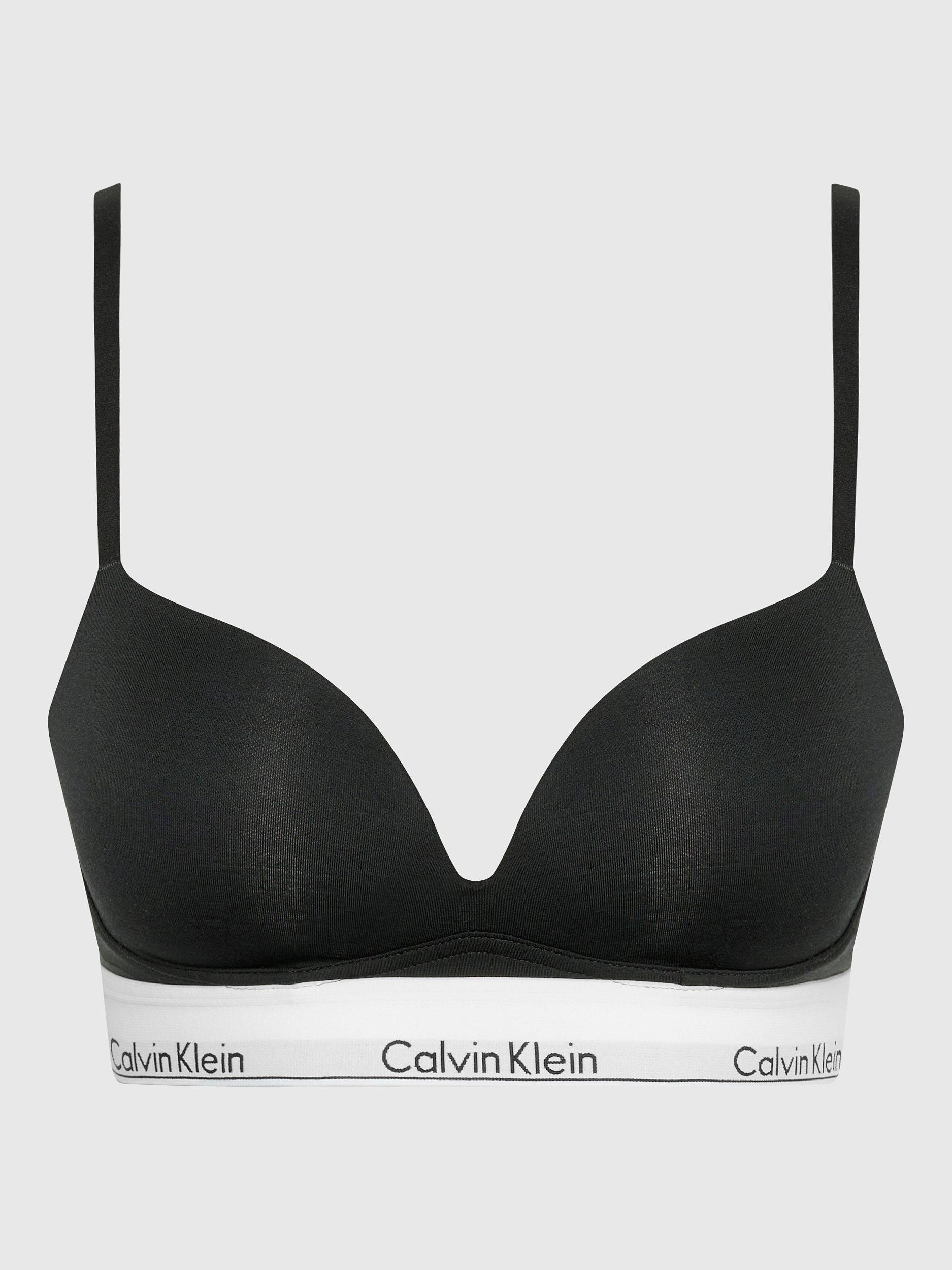 Calvin Klein Modern Cotton Wired Plunge Push Up Bra, Black, 32A