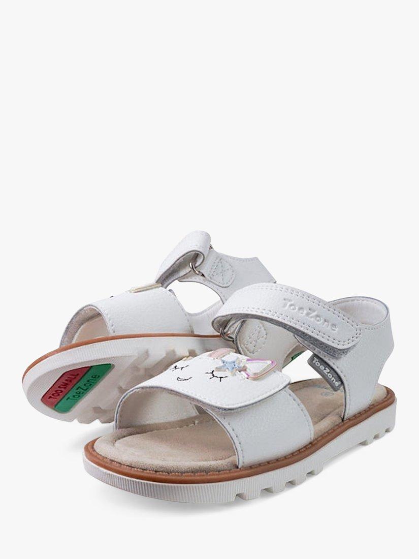 Product image 2 of 6, which shows ToeZone Kids' Darcy Unicorn Summer Sandals, White/Multi, 6 Jnr