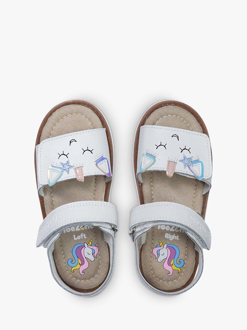 Product image 4 of 6, which shows ToeZone Kids' Darcy Unicorn Summer Sandals, White/Multi, 6 Jnr