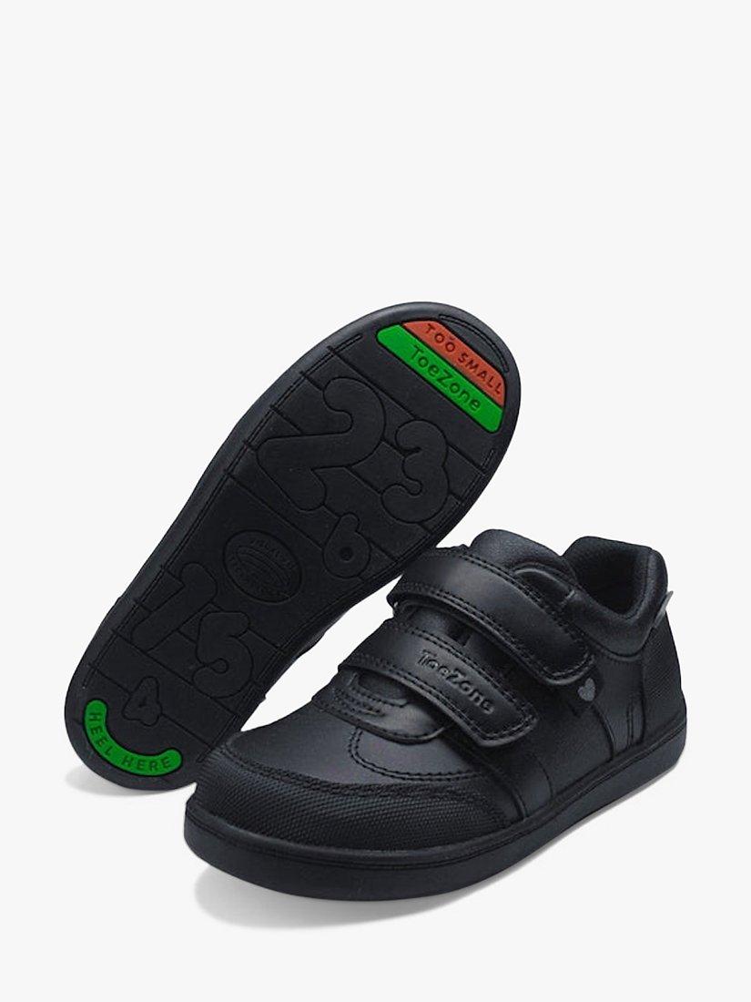 Product image 2 of 4, which shows ToeZone Kids' Drew Hearts & Sparkles Leather School Shoes, Black, 2