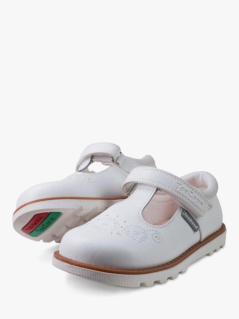Product image 2 of 6, which shows ToeZone Kids' Ivy Leather Summer Shoes, White, 10 Jnr