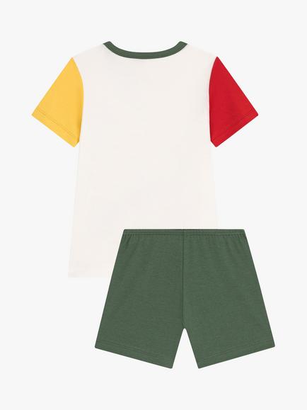 Petit Bateau Kids' Skate Graphic T-Shirt & Shorts Pyjamas Set, Marshmallow/Multi - view 2, Marshmallow/Multi
