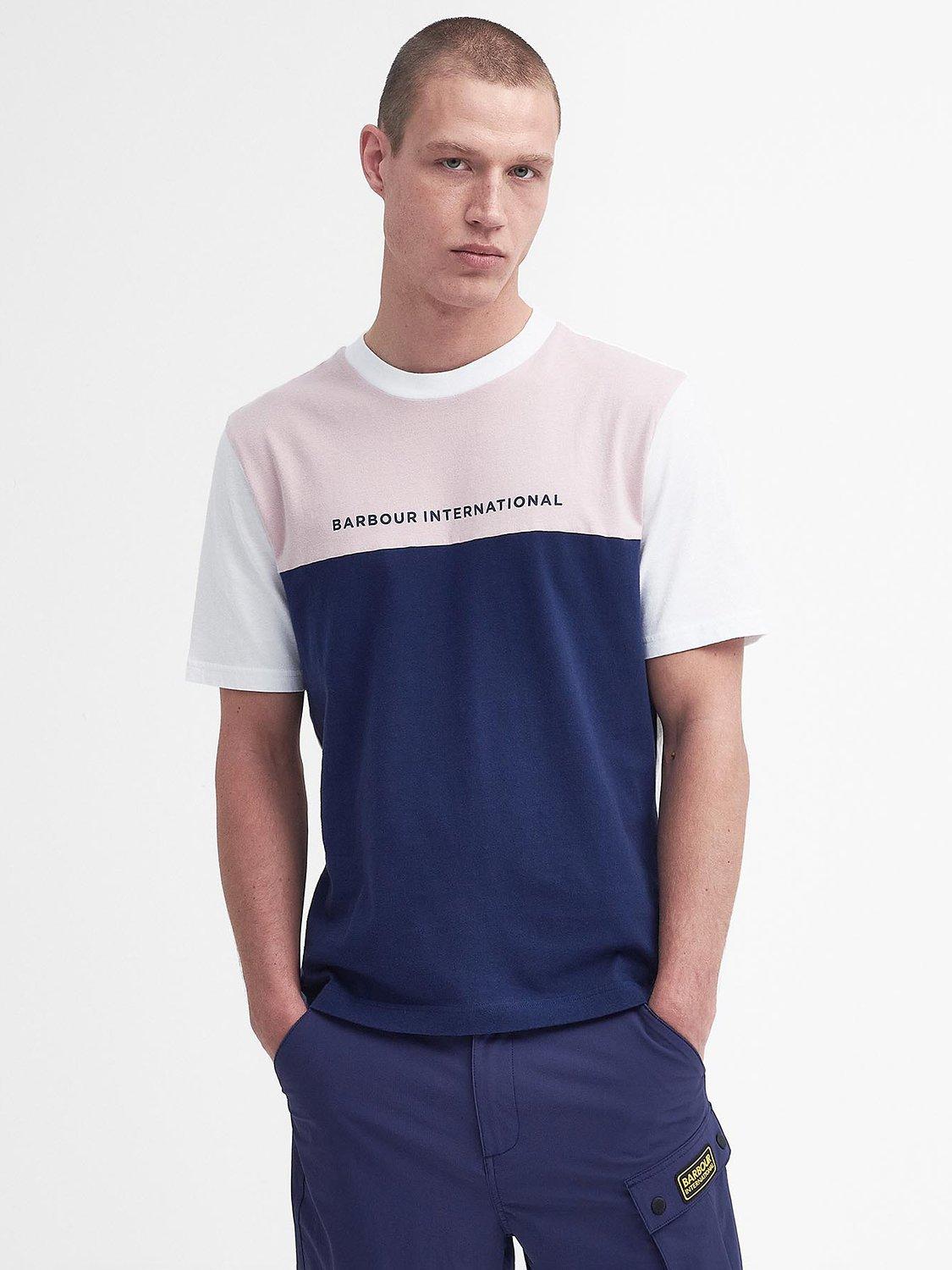 Barbour International Mondrian Colour T-Shirt, White/Blue