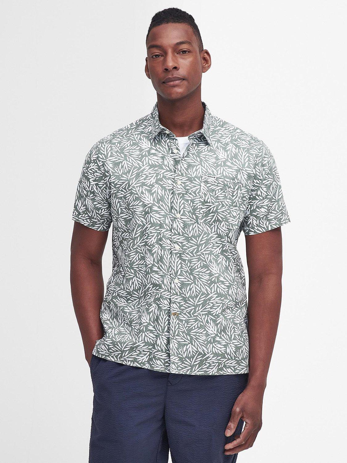 Barbour Jackstone Print Short Sleeve Shirt, Pea Green
