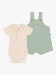 Petit Bateau Baby Jersey Bodysuit & Dungarees Set, Herbier