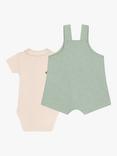 Petit Bateau Baby Jersey Bodysuit & Dungarees Set, Herbier