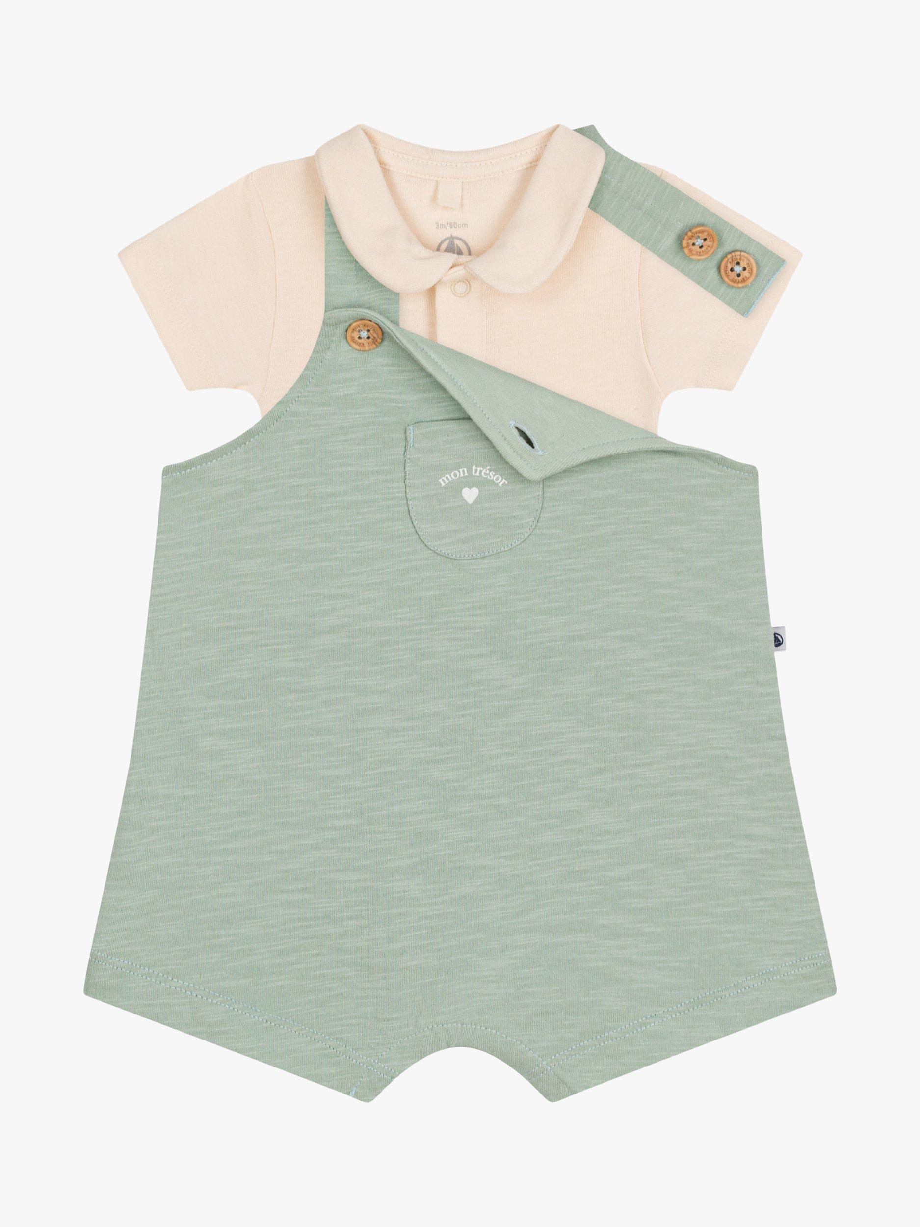 Product image 3 of 5, which shows Petit Bateau Baby Jersey Bodysuit & Dungarees Set, Herbier, 18 months