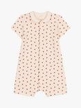 Petit Bateau Baby Lightweight Heart Print Fleece Playsuit, Avalanche/Fameux