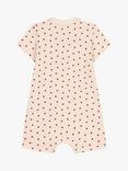 Petit Bateau Baby Lightweight Heart Print Fleece Playsuit, Avalanche/Fameux