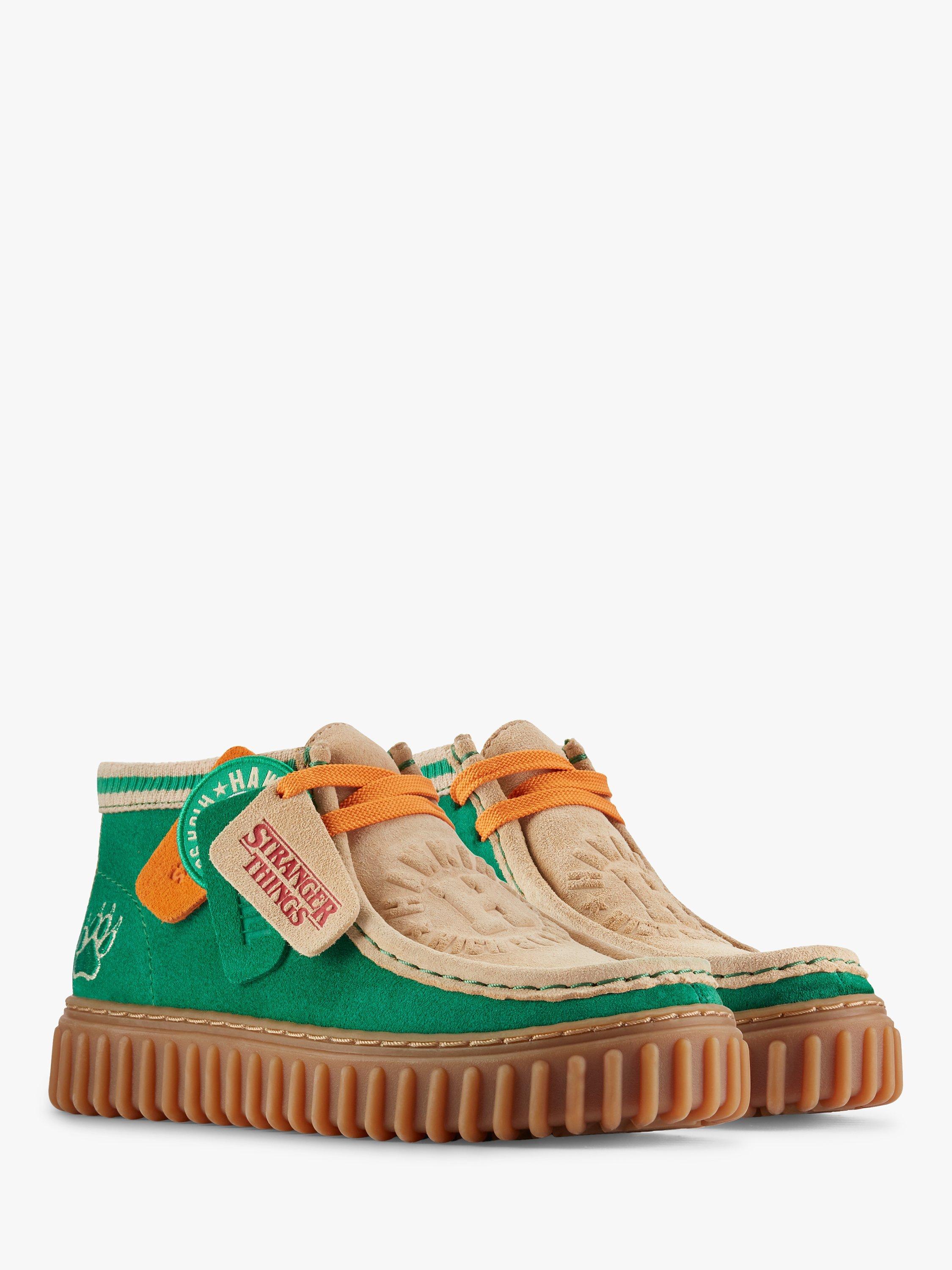 Product image 4 of 7, which shows Clarks Kids' Tor Hill Stranger Things Shoes, Green Combi, 2 G
