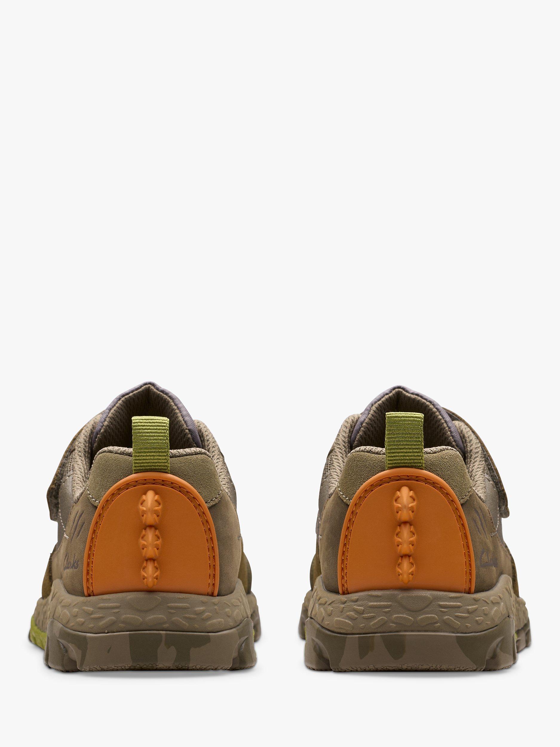 Product image 5 of 8, which shows Clarks Kids' Steggy 2 See Leather Trainers, Khaki/Multi, 2 F