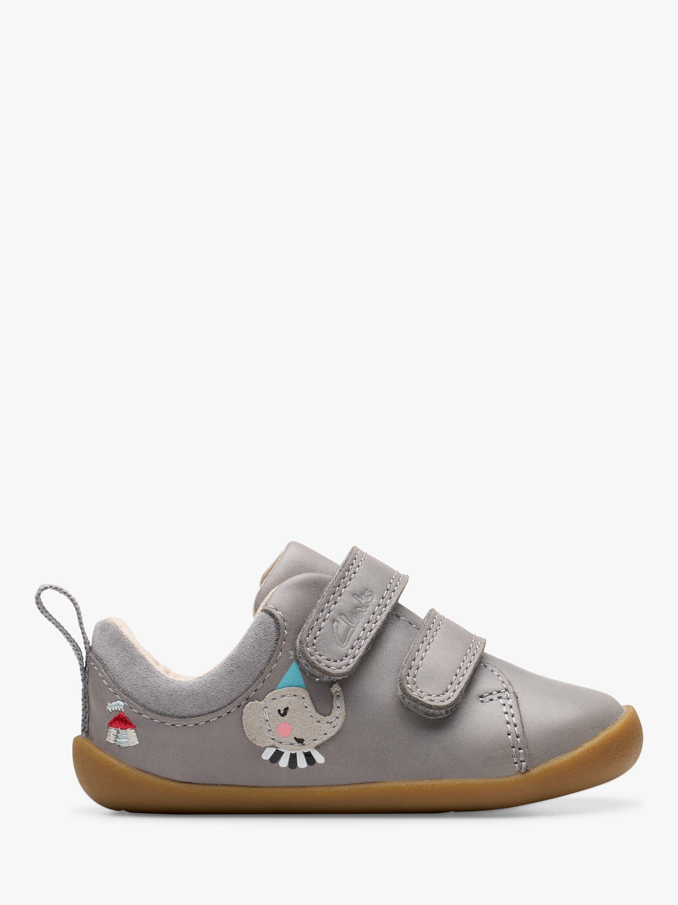 Clarks Baby Roamer Elephant Leather Shoes Grey